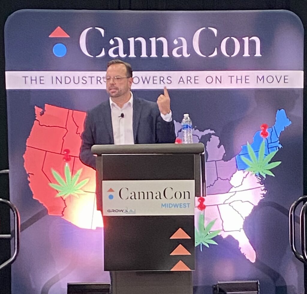 Firebolt speaking to audience at CannaCon