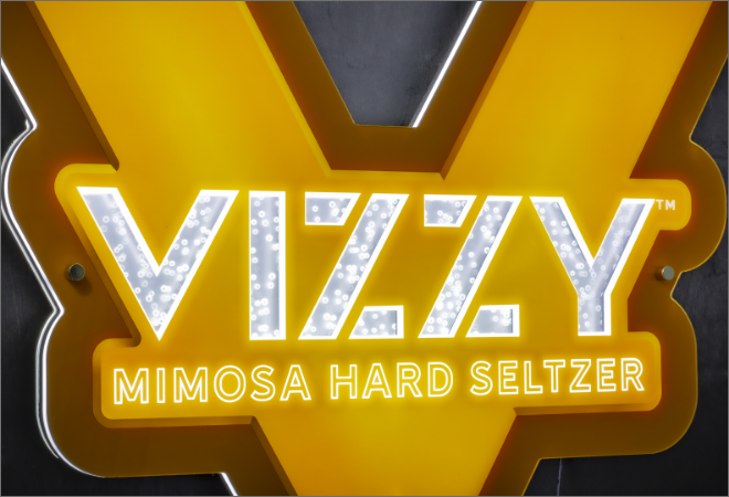 Illuminated sign for Vizzy hard seltzer