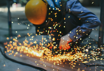 Sparks flying off a piece of metal