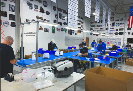 Firebolt engineers in PPE equipment in the lab