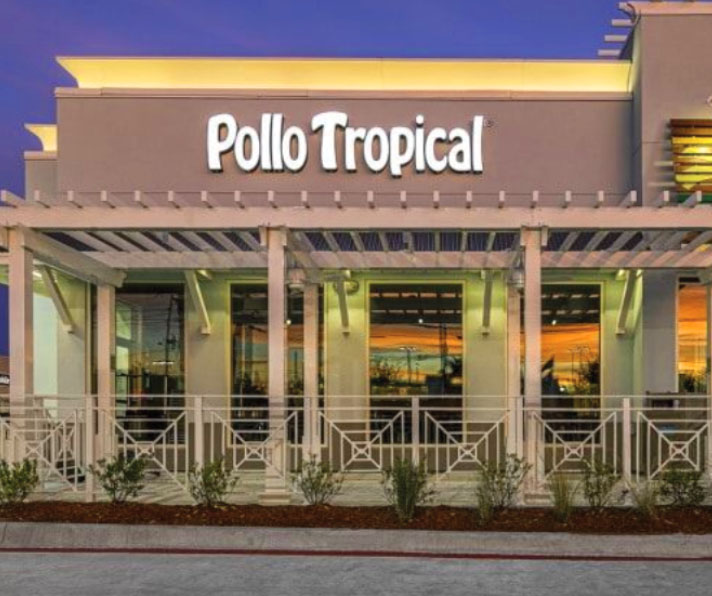 Pollo Tropical building and outdoor text signage