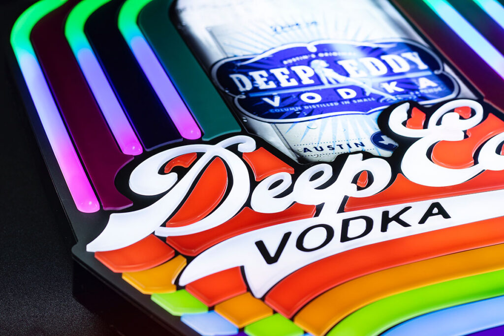 Illuminated Eco-Neon sign for Deep Eddy vodka