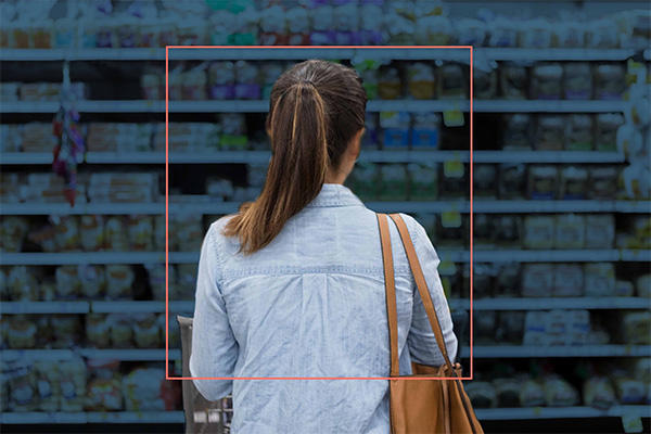 Glimpse AI detecting a customer looking at products in an aisle