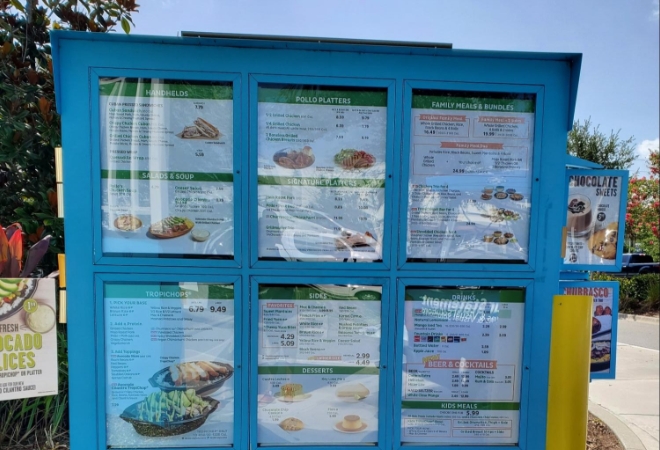 Outdoor signage menu display