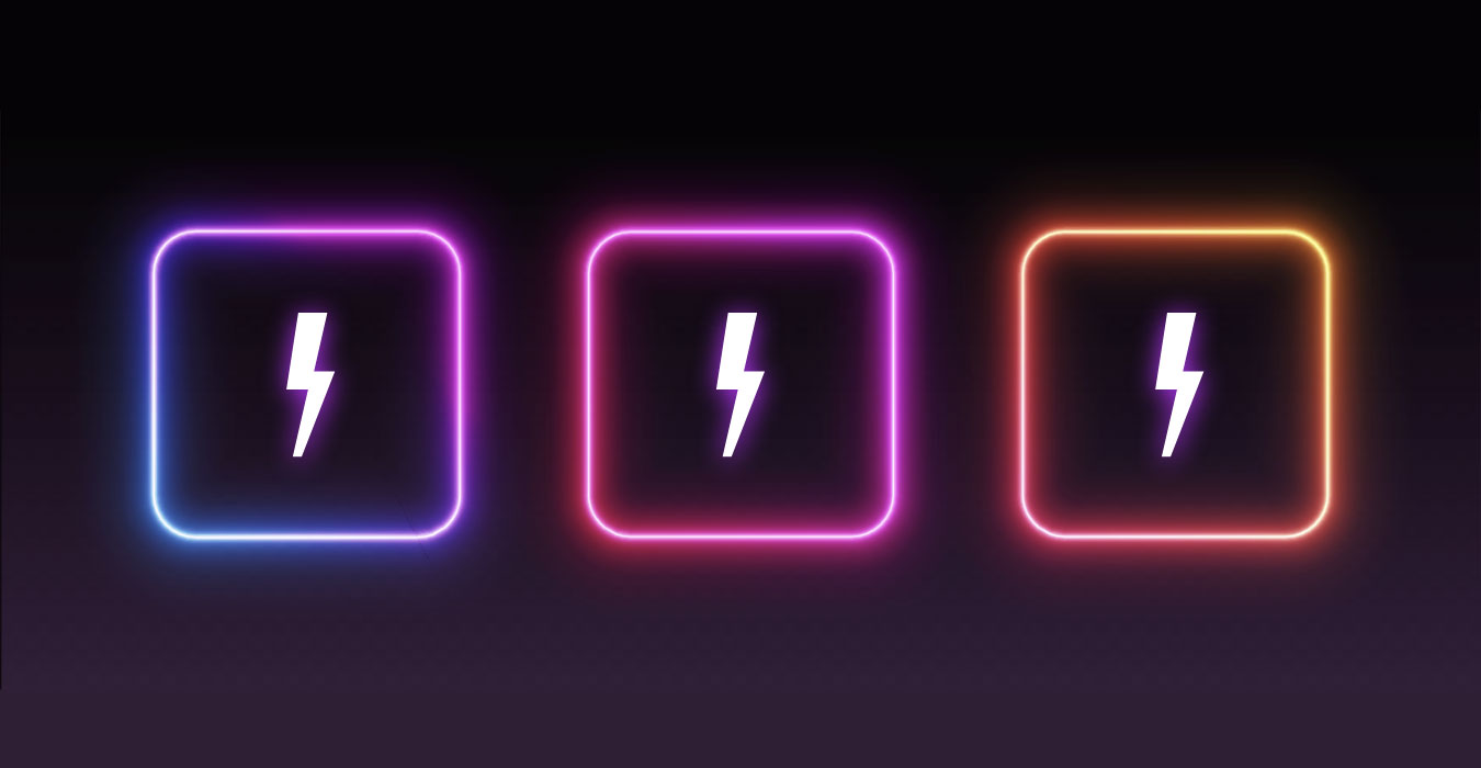 Three Firebolt bolt logos in different colors